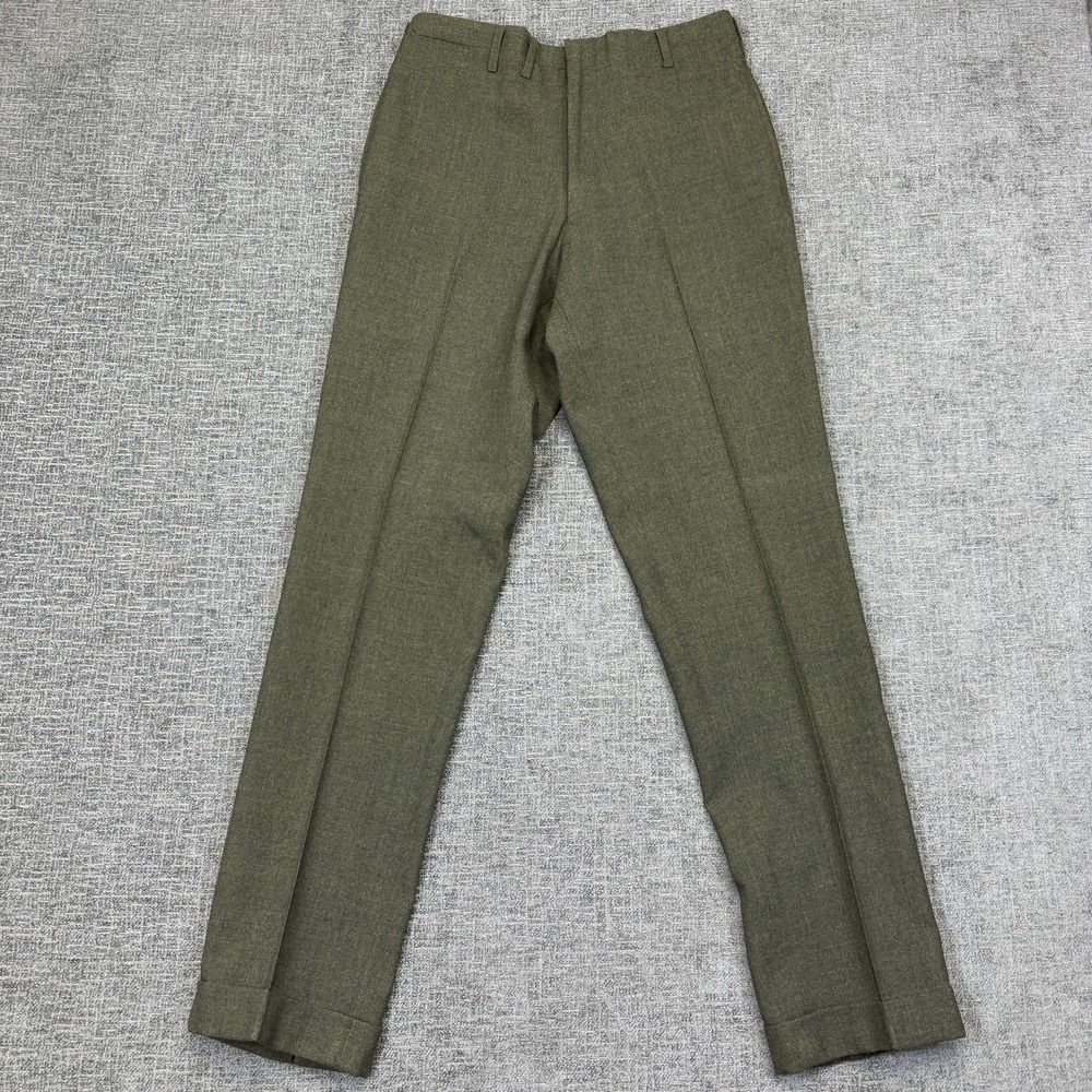 Vintage Wool Blend Pants Mens 31x30 Green‎ Dress Trousers Burlington By Higgins